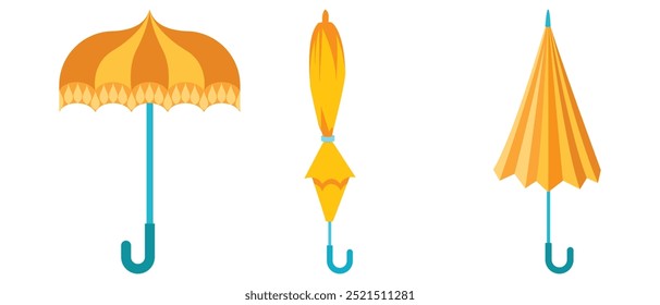 Umbrella icon. Protection parasol symbol. Rain weather signs. Season symbols. Rainy icons. Vector isolated sign.