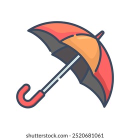 Umbrella icon. umbrella, protection, rain, parasol, rainy, weather, season, outdoor, autumn, sunny. Vector icon illustration