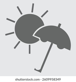 Umbrella icon for protection from the sun, symbolizing shade and safety.