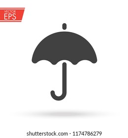 Umbrella icon. Rain protection symbol. Weather illustration. Meteorology design. Climate season label. Rainy protect water concept. Drop dry resistant emblem. Safety accesory element.