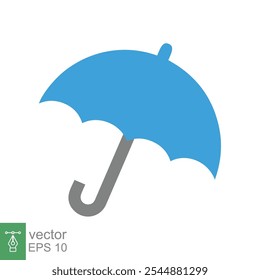Umbrella icon. Rain, raindrop protection, handle, travel, retro concept. Simple flat style. Vector illustration isolated on white background. EPS 10.