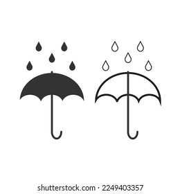 Icono del paraguas. Línea de lluvia e ilustración vectorial de fondo.