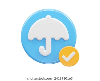 Umbrella icon render 3d rendering illustration