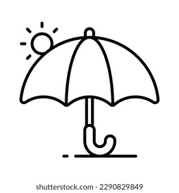 An umbrella icon represents protection from rain or sun, modern vector of sunshade