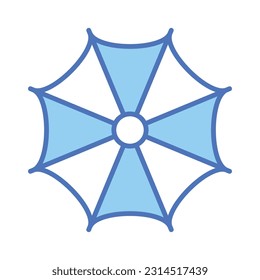 An umbrella icon represents protection from rain or sun, modern vector of sunshade