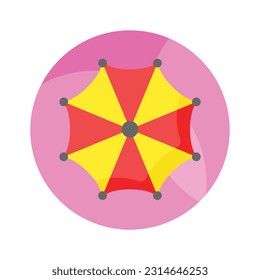 An umbrella icon represents protection from rain or sun, modern vector of sunshade