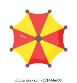 An umbrella icon represents protection from rain or sun, modern vector of sunshade