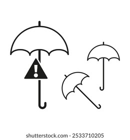 Umbrella icon. Risk warning symbol. Open protection. Simple vector shape.