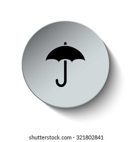 Umbrella icon. Rounded button. Vector Illustration. EPS10