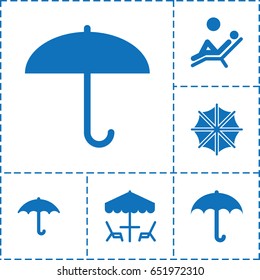 Umbrella icon. set of 6 umbrella filled icons such as keep dry cargo