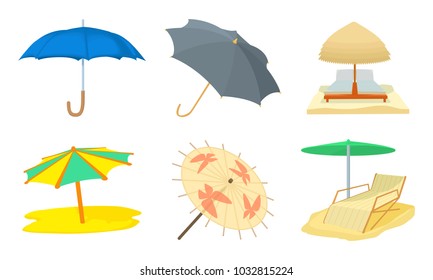 Umbrella icon set. Cartoon set of umbrella vector icons for web design isolated on white background