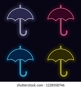 umbrella icon. Set of fashion neon sign. Casino style on dark background. Seamless pattern