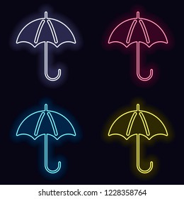 umbrella icon. Set of fashion neon sign. Casino style on dark background. Seamless pattern
