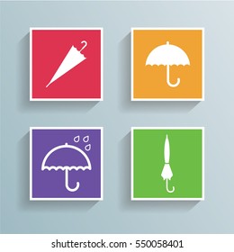 Umbrella Icon Set Flat Isolated Symbol