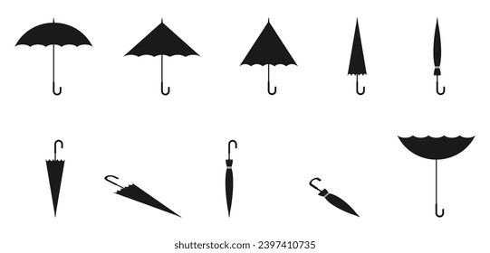 Umbrella icon set. flat vector design isolated on white background.
