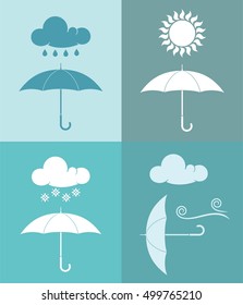 Umbrella icon set. Isolated umbrella on white background