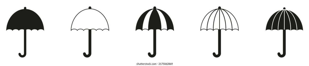 Umbrella icon set. Umbrella line and flat style - stock vector. eps10