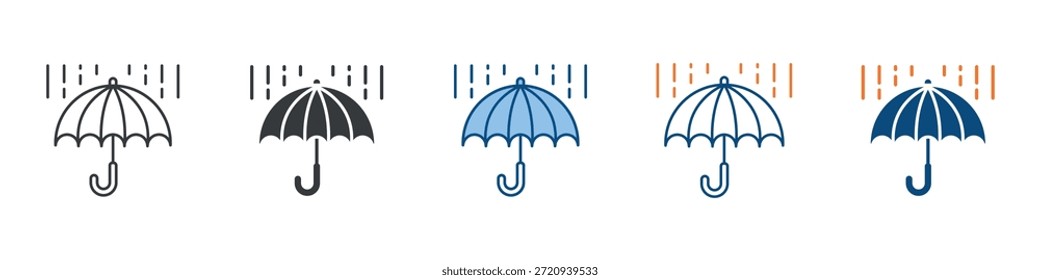Conjunto de Ícones de Guarda-chuva com Coleção de Estilos Múltiplos