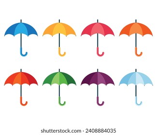 Umbrella icon set. Open umbrella set vector. Collection of side view umbrella vector illustration