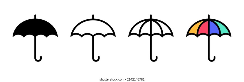 Conjunto de iconos del paraguas. Símbolo parasol. Señal del tiempo. Ilustración vectorial.