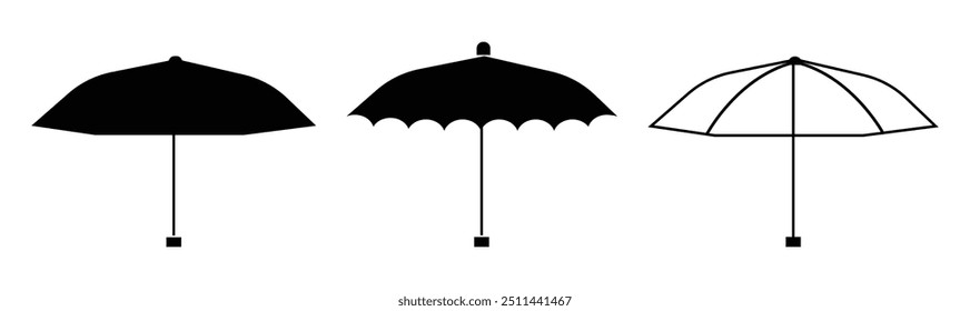 Umbrella icon set. Parasol symbol. Weather sign. Vector illustration.