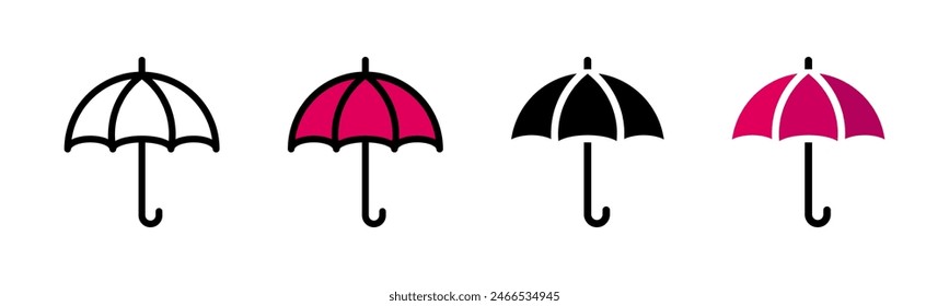 Umbrella icon set. Parasol vector illustration. Rain protection symbol isolated.