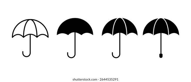 umbrella icon set. protection parasol vector symbol. vector illustration.