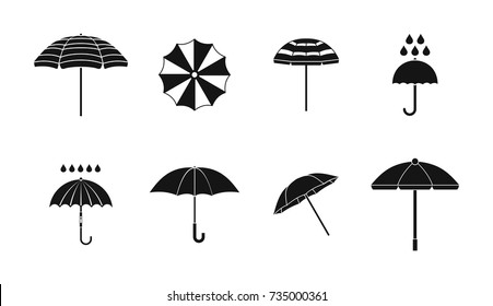 Umbrella icon set. Simple set of umbrella vector icons for web design isolated on white background