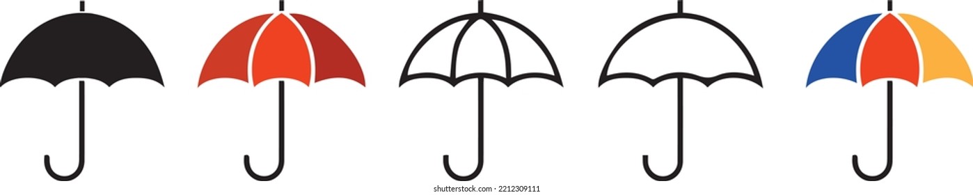 Umbrella icon set. Vector illustration. Umbrella symbol collection.