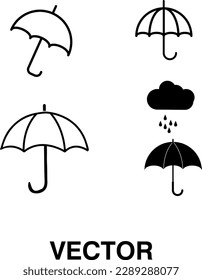 Icono del paraguas conjunto ilustración vectorial en fondo blanco..eps