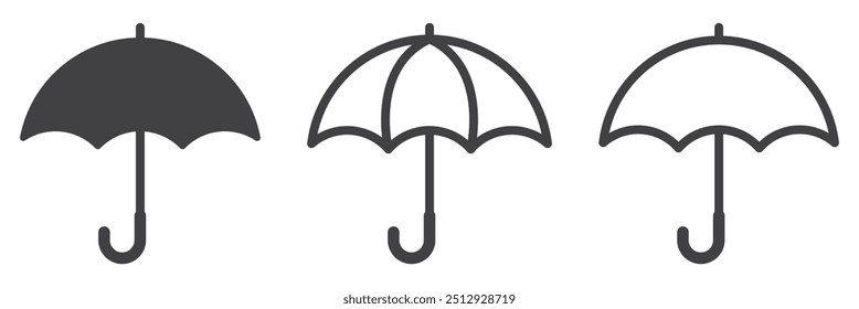 Regenschirm-Symbolsatz. Vektorgrafik des Regenschirm-Symbols. Umbrella-Symbol-Sammlung. Schirm-Symbol. Vektorgrafik. EPS 10.