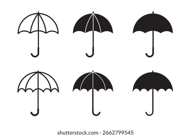 Conjunto de iconos de paraguas. Ilustración vectorial del ícono del paraguas. Colección de símbolo de paraguas. Icono de paraguas. Ilustración vectorial. EPS 10.