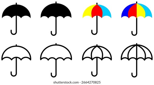 Conjunto de ícones de guarda-chuva. Ilustração vetorial do ícone de guarda-chuva.