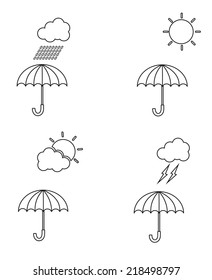 umbrella icon set and weather