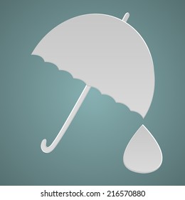 Umbrella icon silhouette with large water droplet