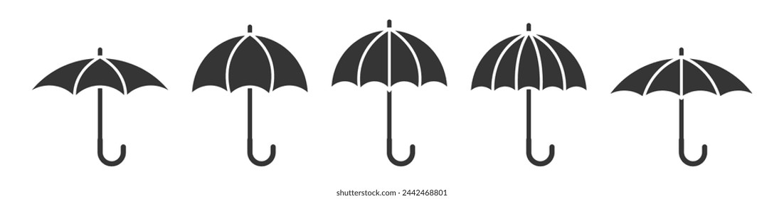 Umbrella icon silhouette vector elements design template set
