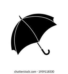 umbrella icon, simple flat illustration of umbrella, isolated silhouette on white background