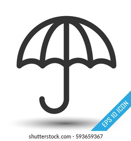 Umbrella icon. Simple flat logo of umbrella on white background. Umbrella symbol. Vector illustration.