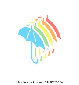 umbrella icon. Stack of colorful isometric icons on white background