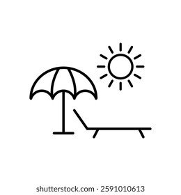 umbrella icon, sun lounger icon  