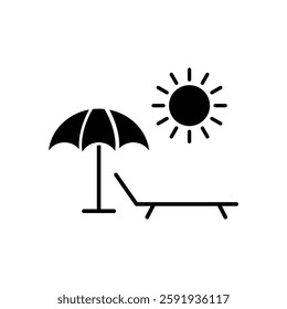 umbrella icon, sun lounger icon  