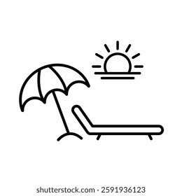 umbrella icon, sun lounger icon  