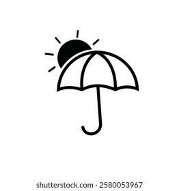 The umbrella icon and the sun underneath the weather protection symbol are used to depict the concept of protection or comfort relevant to the weather conditions or atmosphere