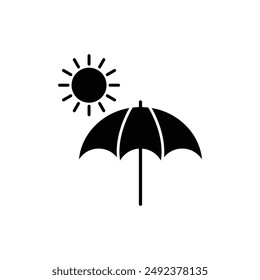 umbrella icon, sun icon vector summer sign