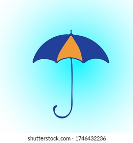 Umbrella icon - symbol of protection from the rain ans sun. Hand drawn illustration in Doodle style. Vector illustration