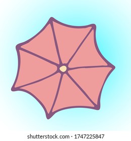 Umbrella icon - symbol of protection from the rain ans sun. Hand drawn illustration in Doodle style. Vector illustration