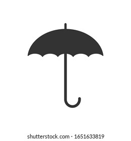 Umbrella icon symbol. Simple flat shape logo sign. Black silhouette isolated on white background. Vector illustration image.