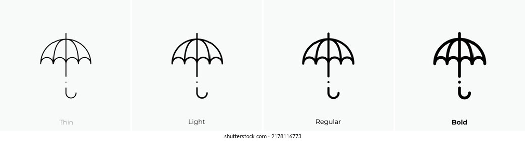 icono del paraguas. Diseño delgado, ligero y audaz aislado en un fondo blanco