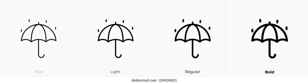 Schirmsymbol. Thin, hellrosa und feines Design einzeln auf weißem Hintergrund