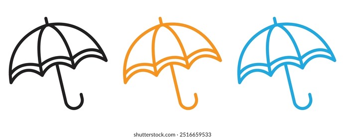 Umbrella icon Thin line illustration set